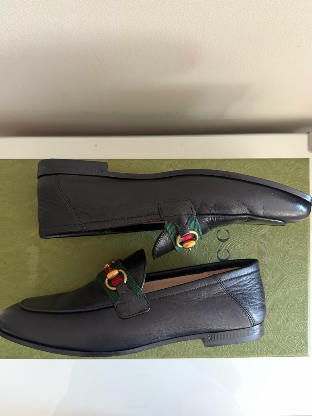 Gucci Black Leather Horsebit Web Stripe Loafers EU 35 - Picture 5 of 8